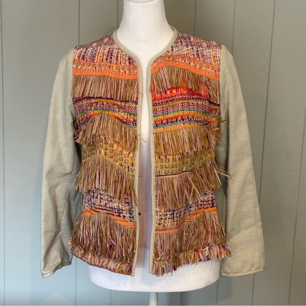 Vilagallo Fringe Tweed Jacket – Size 40 (US 8–10)